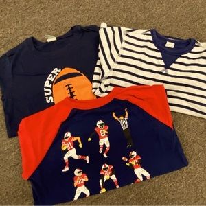 3 Size 5/6 long sleeve blue/ football themed cotton tshirts - GAP & boutique